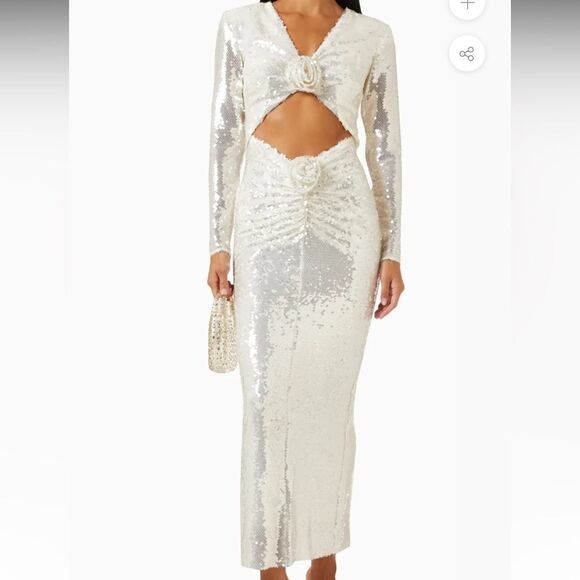 SEQUIN CUT OUT FLOWER MAXI DRESS - Picture 2 of 11